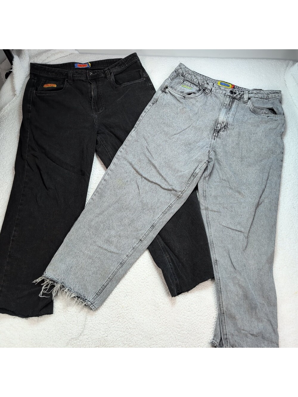 Empyre Gray Acid Wash Baggy Straight Leg Jeans Men's 34 Distressed Denim